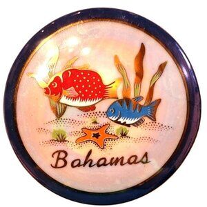 Bahamas Souvenir Ceramic Trinket Box With Hand-Painted Tropical Fish Design